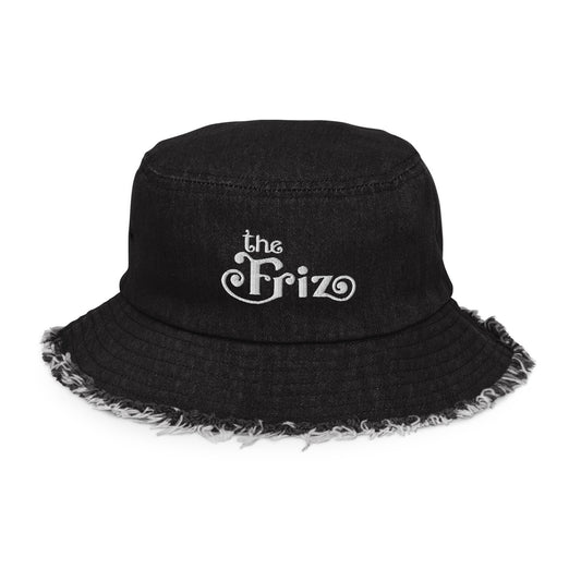 Distressed Denim Bucket Hat | Embroidered | The Friz